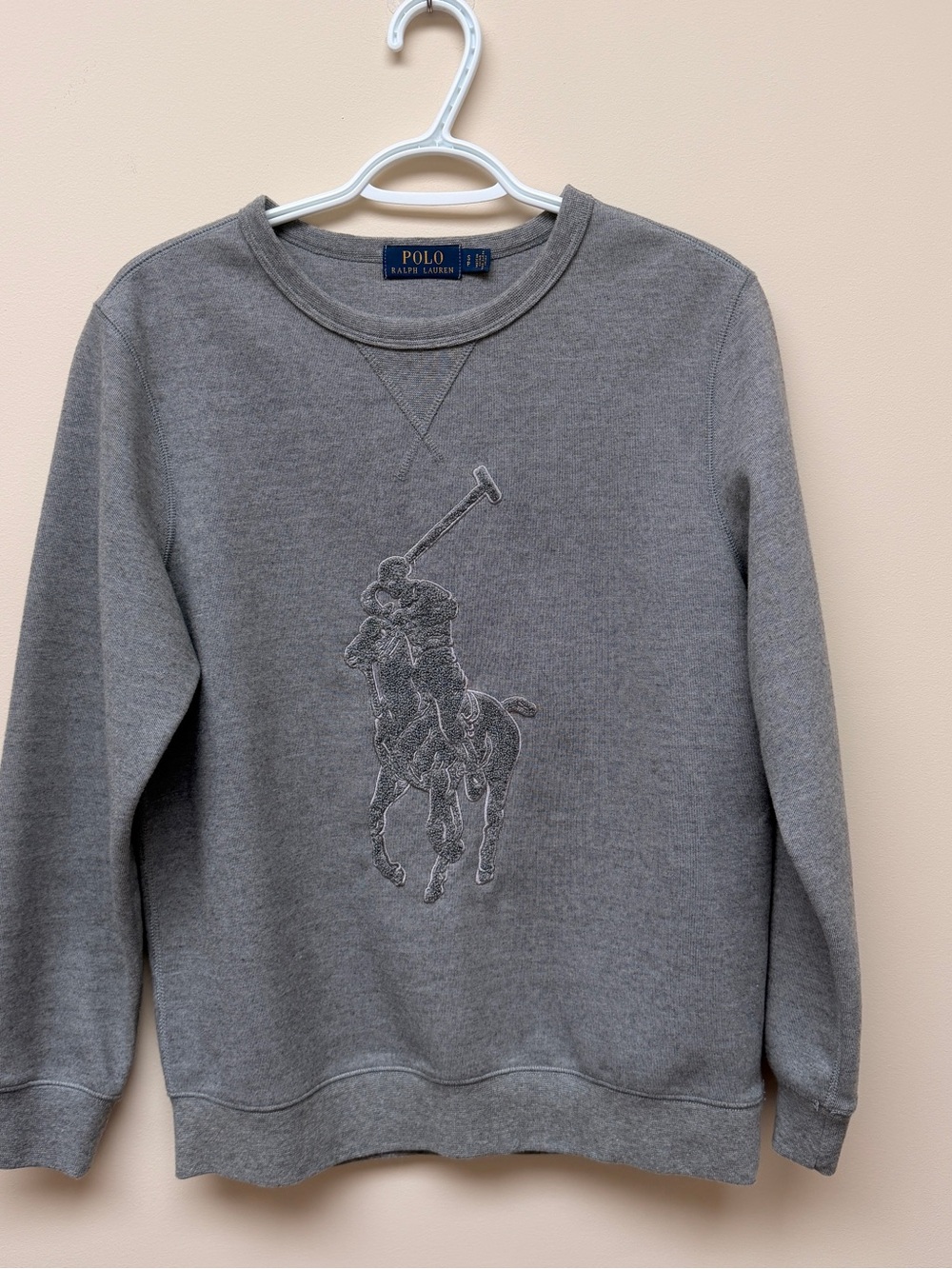 Ralph Lauren Gray Crewneck Sweatshirt with Embroidered Polo Player